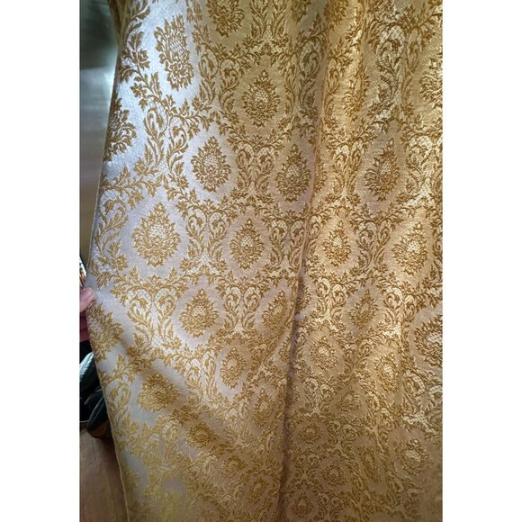 Vintage 60s curtain, golden brocade drapery, pleated blackout panel, JC Penney - Picture 3 of 10